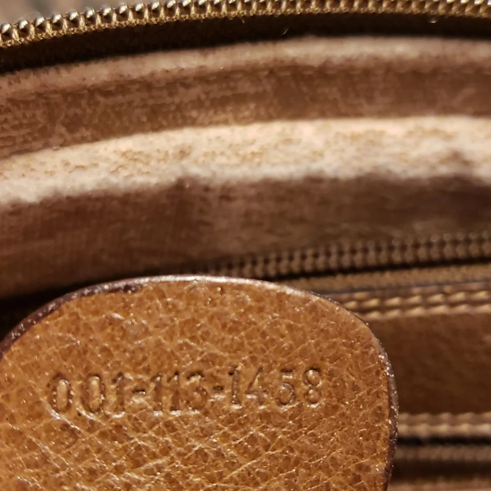 Vintage Gucci GG Diagonal Monogram Canvas Camera Bag with Leather Trim and Strap